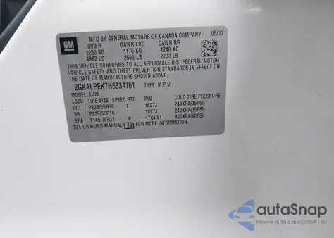 2017 GMC Terrain Slt из США, поврежденный, VIN 2GKALPEK7H6334161